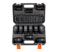 VEVOR 1/2" Drive Impact Socket Set, 9 Piece Deep Socket Set Metric 29-38mm, 6 Point Cr-Mo Alloy Steel for Auto Repair, Easy-to-Read Size Markings, Rugged Construction, Includes Storage Case