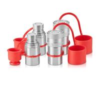 VEVOR LSQ-FF Flat Face 1/2" NPT Skid Steer Hydraulic Quick Connect Couplers with 4 Dust Caps (ISO16028), Silver