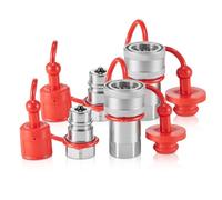 VEVOR LSQ-S1 Tapered 1/2" NPT Skid Steer Hydraulic Quick Connect Couplers with 4 Dust Caps (ISO5675), Silver, Φ38x88 mm