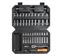 VEVOR 1/4 Inch Drive Socket Set, 6-Point Socket Opening, 54 Pieces Tool Set SAE and Metric, Deep and Standard Sockets, 5/32-9/16 in, 4-14 mm, with Accessories, Storage Case