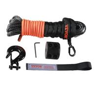 VEVOR Synthetic Winch Rope, 1/4 Inch x 50 Feet 10,000 lbs Synthetic Winch Line Cable Rope with Protective Sleeve + Stopper + Forged Winch Hook + Pull Strap, Fit for ATV, UTV, Small Vehicle, Pickup