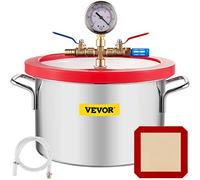 VEVOR 1.5 Gallon Vacuum Chamber, Vacuum Degassing Chamber Glass Lid Stainless Steel Degassing Chamber Silicones for Gas Extraction and Protect Food