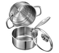 VEVOR 1.5 QT Saucepan with Steamer, Stainless Steel Saucepan with Glass Lid, Multipurpose Nonstick Stainless Steel Sauce Pot with Ergonomic Handle, Friendly for Oven, Dishwasher, Induction Cooker
