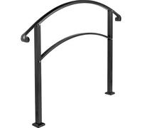 Vevor 1-5 Steps Outdoor Handrail, Black Wrought Iron Railing For Concrete Or Wooden Stairs Porch
