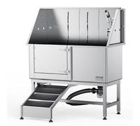 VEVOR 1.57M Pet Dog Bathing Station w/Ramp, Professional Stainless Steel Dog Grooming Tub w/Soap Box, Faucet,Rich Accessory,Bathtub for Large,Medium,Small Pets, Washing Sink for Home(Left)