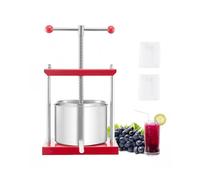 VEVOR 1.6 Gal/6L Fruit Wine Press, 2 Stainless Steel Barrels, Manual Juice Maker, Cider Apple Grape Tincture Honey Olive Oil Making Press with T-Handle for Outdoor Kitchen Home