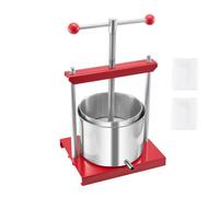 VEVOR 1.6 Gal/6L Fruit Wine Press, 2 Stainless Steel Barrels, Manual Juice Maker, Cider Apple Grape Tincture Honey Olive Oil Making Press with T-Handle for Outdoor Kitchen Home