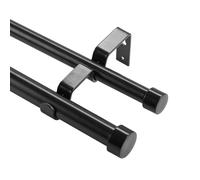 VEVOR 1 Inch Double Curtain Rods 36 to 72 Inches(3-6ft), Drapery Rods for Windows 24 to 68 Inches, Telescoping Dual Curtain Rod with Round Finials, Black