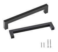 VEVOR 10 Pack Cabinet Pulls, 5.03in / 128mm Center to Center Slim Square Kitchen Cabinet Drawer, Stainless Steel Modern Kitchen Cupboard Door Handles for Kitchen Bathroom Bar Hardware Matte Black