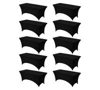 VEVOR 10 Pack Table Cloth for 6FT Rectangular Fitted Events, Wrinkle-Resistant Stretch Black Table Covers, Washable Spandex Tablecloth Protector, for Party, Wedding, Cocktail, Banquet, Festival