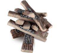 VEVOR 10 Pcs Gas Fireplace Logs, Large Ceramic Logs for Fireplace Decorative, Heat-Resistant Wood Log Gas Realistic Logs, Stackable Wood Branches for Gas Fireplace, Firebowl Indoor or Outdoor