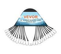 VEVOR 10 Piece Flat Bungee Cord, 20 mm Heavy Duty Bungee Straps with Steel S-Hooks, 36" Elastic Bungee Rope for Cargo, Tarps, Trucks and Tent, Black