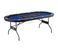 VEVOR 10 Player Foldable Poker Table, Blackjack Texas Holdem Poker Table with Padded Rails and Stainless Steel Cup Holders, Portable Folding Card Board Game Table, 84" Oval Casino Leisure Table