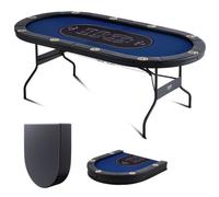 VEVOR 10 Player Foldable Poker Table, Blackjack Texas Holdem Poker Table with Padded Rails and Stainless Steel Cup Holders, Portable Folding Card Boar