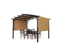 VEVOR 10 x 10 ft Outdoor Pergola, Arched Top Metal Pergola, Retractable Pergola with Sun Shade Canopy, Large Patio Shelter Pavilion, Heavy Duty Garden Pergola for Deck Backyard Porch Poolside