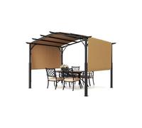 VEVOR 10 x 10 ft Outdoor Pergola, Arched Top Metal Pergola, Retractable Pergola with Sun Shade Canopy, Large Patio Shelter Pavilion, Heavy Duty Garden Pergola for Deck Backyard Porch Poolside