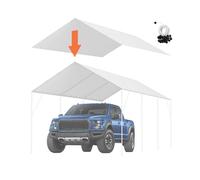 VEVOR 10 x 20 ft Carport Replacement Canopy Cover, Garage Top Tent Shelter Tarp Heavy-Duty Waterproof & UV Protected, Easy Installation with 40 Ball Bungeess (Only Top Cover, Frame Not Include), White