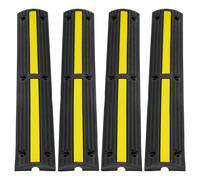 VEVOR 3.28 ft Cable Protector Ramp, 4 Pack of 1 Channel, 18000 lbs/axle Capacity Heavy Duty Rubber Speed Bumps, Floor Cord Cable Protector Wire Cover, for Residential Areas, Private Garages, Gardens