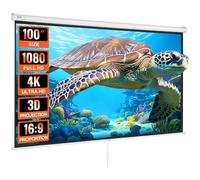 VEVOR 100 inch Manual Pull Down Projector Screen, 16:9 4K 1080 HD Projector Screen, Auto-Locking Portable Projection Screen for Family Home Office Theater