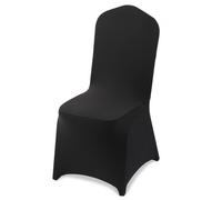 VEVOR 100 Pcs Black Chair Covers, Polyester Spandex Chair Cover, Stretch Slipcovers for Wedding Party Dining Banquet Flat-Front Chair Covers, Fits Cha