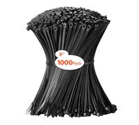 VEVOR 1000 Pack Cable Zip Ties 8-inch Heavy Duty Cable Wire Ties with 45LBS High Tensile Strength Multi-Purpose Self-Locking Nylon Tie Wraps Heat &