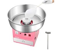 VEVOR 1000W Electric Cotton Candy Floss Machine, Commercial Cotton Candy Floss Machine with 20.5 Inch Stainless Steel Bowl, Sugar Spoon and Drawer, for Kids Birthday, Family Party, Pink