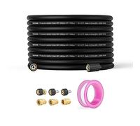VEVOR 100FT 1/4" 30.5m, 6.35mm Kink Free M22-14mm Brass Thread Brand Pressure, 19mm Bending Radius, 4200 PSI Heavy Duty Power Washer Extension Replacement Hose, Black