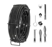 VEVOR 100ft5/8 Cleaning 100 FT x 5/8 Inch Professional Sectional Cleaner 7 Cutters for 0.8" to 3.9" Pipes, Hollow Core Sewer Auger Cable for Sink, Floor Drain, Toilet, Metallochrome