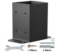Vevor 101.6X101.6mm Post Base 10 Pcs, Inner 91X91 Post Base Brackets, Heavy Duty Powder-Coated Post Anchor Matte Black