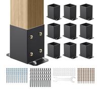 VEVOR 101.6x101.6mm Post Base 10 Pcs, Inner Size 91x91 Post Base Brackets, Heavy Duty Powder-Coated Post Anchor Matte Black Wood Post Brackets for Pavilion Deck Railing Support Deck Base Plate