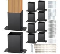 VEVOR 101.6x101.6mm Post Base 10 Pcs, Inner Size 91x91 Post Base Brackets, Heavy Duty Powder-Coated Post Anchor Matte Black Wood Post Brackets for Pav