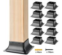 VEVOR 101.6x101.6mm Post Base 10Pcs, Internal 91x91mm Heavy Duty Powder-Coated Steel Post Bracket Fit for Standard Wood Post Anchor, Decking Post Base