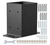 Vevor 101.6X101.6mm Post Base 2 Pcs, Inner 91X91 Post Base Brackets, Heavy Duty Powder-Coated Post Anchor Matte Black