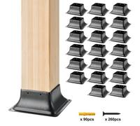 VEVOR 101.6x101.6mm Post Base 20Pcs, Internal 91x91mm Heavy Duty Powder-Coated Steel Post Bracket Fit for Standard Wood Post Anchor, Decking Post Base