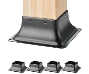 VEVOR 101.6x101.6mm Post Base 4Pcs, Internal 91x91mm Heavy Duty Powder-Coated Steel Post Bracket Fit for Standard Wood Post Anchor, Decking Post Base for Deck Porch Handrail Railing Support