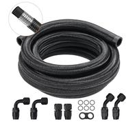VEVOR 10AN Fuel Line Kit, 10 FT Fuel Hose Kit, 0.55" Nylon Stainless Steel Braided Fuel Line Oil/Gas/Diesel Hose End Fitting Kit, with 7 PCS Swivel Fitting Adapter Kit, Black