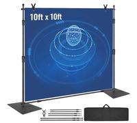 VEVOR 10ft x 10ft Pipe and Drape Kit, Heavy Duty Backdrop Stand with Carbon Steel Base, Adjustable Backdrop Support with 6 Clamps and A Carry Bag for Wedding, Party, Event, Photography, and Exhibition
