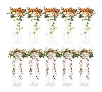 VEVOR 10PCS 23.6inch/60cm High Wedding Flower Stand, With Acrylic Laminate,Acrylic Vase Column Geometric Centerpiece Stands, Floral Display Rack for T-Stage Events Reception, Party Decoration Home