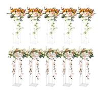 VEVOR 10PCS 23.6inch/60cm High Wedding Flower Stand, With Acrylic Laminate,Acrylic Vase Column Geometric Centerpiece Stands, Floral Display Rack for T-Stage Events Reception, Party Decoration Home