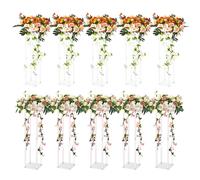 VEVOR 10PCS 23.6inch/60cm High Wedding Flower Stand, With Acrylic Laminate,Acrylic Vase Column Geometric Centerpiece Stands, Floral Display Rack for T-Stage Events Reception, Party Decoration Home