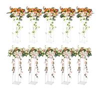 VEVOR 10PCS 23.6inch/60cm High Wedding Flower Stand, With Acrylic Laminate,Acrylic Vase Column Geometric Centerpiece Stands, Floral Display Rack for T-Stage Events Reception, Party Decoration Home