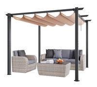 VEVOR 10'x10' Outdoor Retractable Pergola with Canopy, Aluminum Pergola with Retractable Canopy, Modern Style, Sun Shade for Patios, Gardens, Decks, Backyards (Beige)