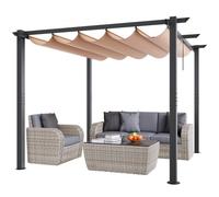 VEVOR 10'x10' Outdoor Retractable Pergola with Sun Shade Canopy Aluminum Beige