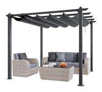 VEVOR 10'x10' Outdoor Retractable Pergola with Canopy, Aluminum Pergola with Retractable Canopy, Modern Style, Sun Shade for Patios, Gardens, Decks, Backyards (Gray)