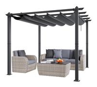 VEVOR 10'x10' Outdoor Retractable Pergola with Canopy, Aluminum Pergola with Retractable Canopy, Modern Style, Sun Shade for Patios, Gardens, Decks, Backyards (Gray)