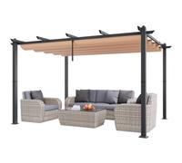 VEVOR 10'x13' Outdoor Retractable Pergola with Sun Shade Canopy Aluminum Beige
