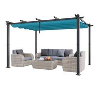 VEVOR 10'x13' Outdoor Retractable Pergola with Canopy, Aluminum Pergola with Retractable Canopy, Modern Pergola with Sun Shade Canopy for Patios, Gardens, Decks, Backyards (Bule)