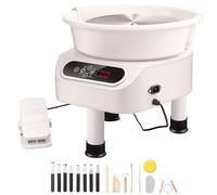 VEVOR 11 inch Pottery Wheel for Adults, 450W Forming Machine with Direct Drive Motor and LCD Touch Screen, 50-300RPM Speed Adjustable Foot Pedal Detachable Basin, for Art Craft Work Home DIY, White