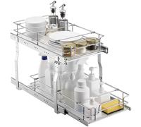 VEVOR 2-Tier Wire Pull Out Cabinet Under Sink Organizer 12"x21" Drawer Basket