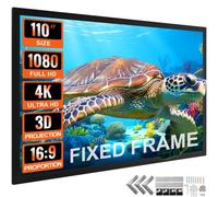 VEVOR 110Inch Diagonal Projector Screen 16:9 4K HD Projector Screen Movie Screen Fixed Frame 3D Projector Screen for Home Threater Outdoor Use(110inch